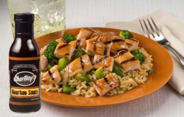 CharBoy's bourbon chicken served over rice