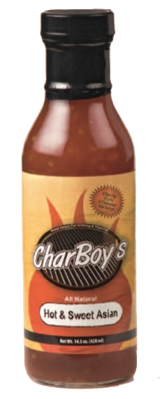 Bottle of CharBoy's Hot & Sweet Asian Sauce