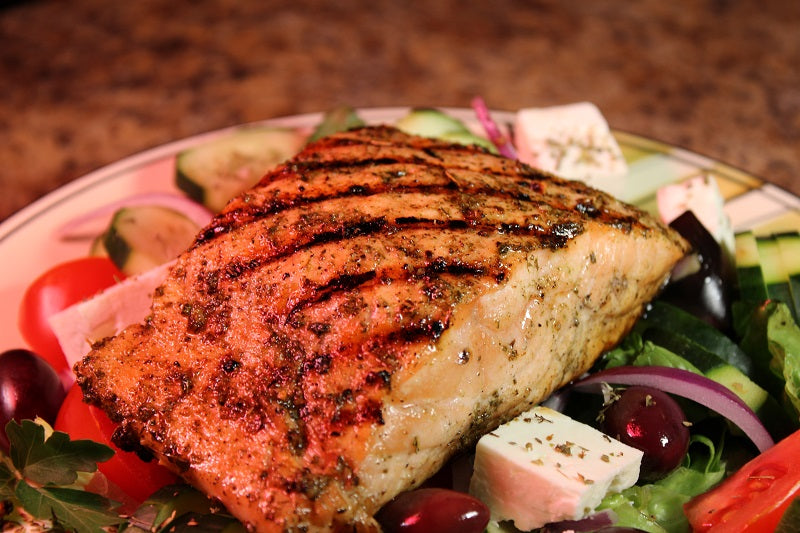 Grilled meat seasoned with CharBoy's Greek Marinade & Rub