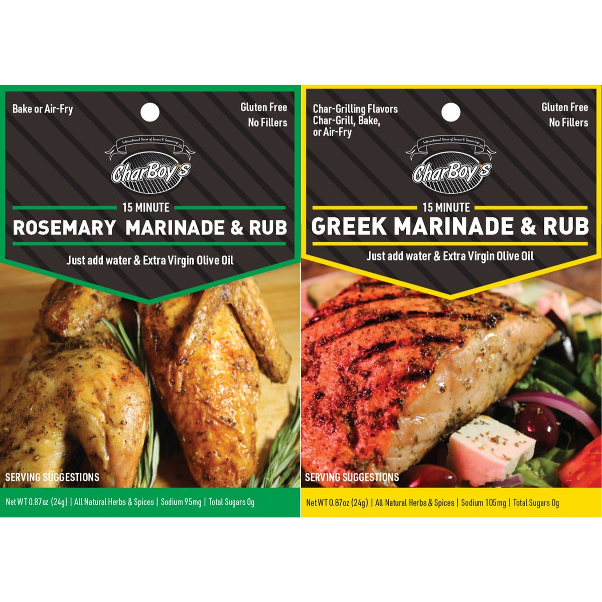 Greek & Rosemary 2-Pack — Rosemary and Greek marinade packets