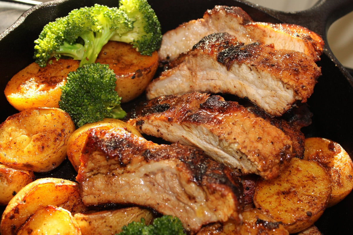 Smoky Homestyle ribs and roasted potato meal
